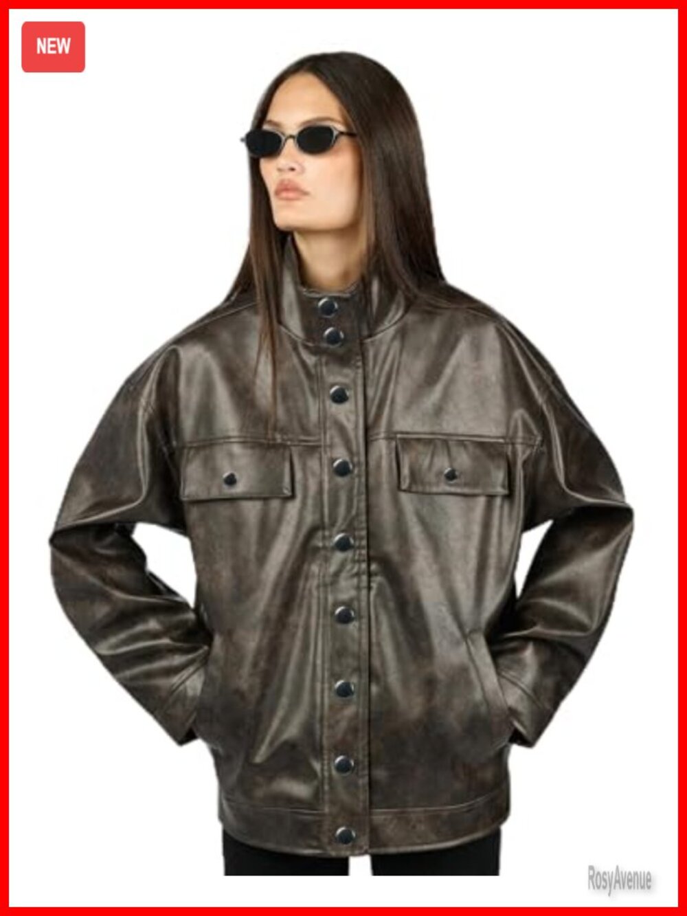 90's Leather Jacket Women's Long Sleeve Zip Fall Outerwear